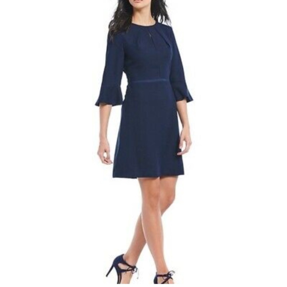 NWT Draper James Solid Keyhole Dress, Navy, 12,
